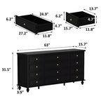 Commode Horizontale 12 Tiroirs Hitow avec Poignées en Métal Doré