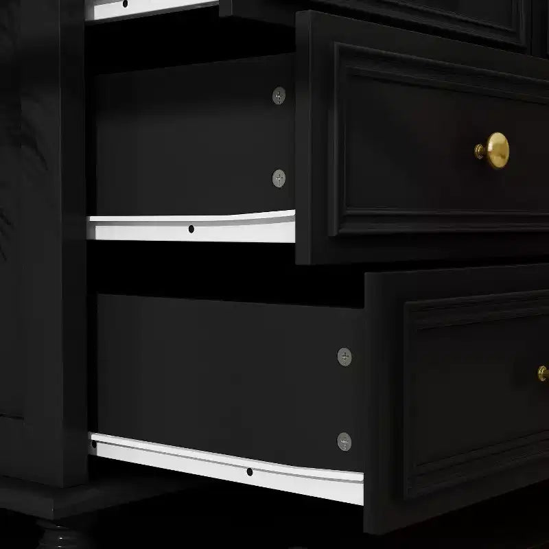 Commode Horizontale 12 Tiroirs Hitow avec Poignées en Métal Doré