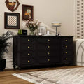 Commode Horizontale 12 Tiroirs Hitow avec Poignées en Métal Doré