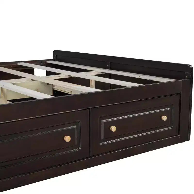Cadre de lit plateforme en bois Whisen, taille grand lit avec 6 tiroirs