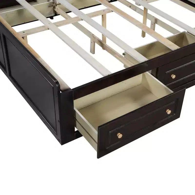 Cadre de lit plateforme en bois Whisen, taille grand lit avec 6 tiroirs