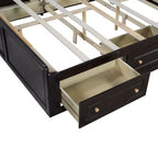 Cadre de lit plateforme en bois Whisen, taille grand lit avec 6 tiroirs