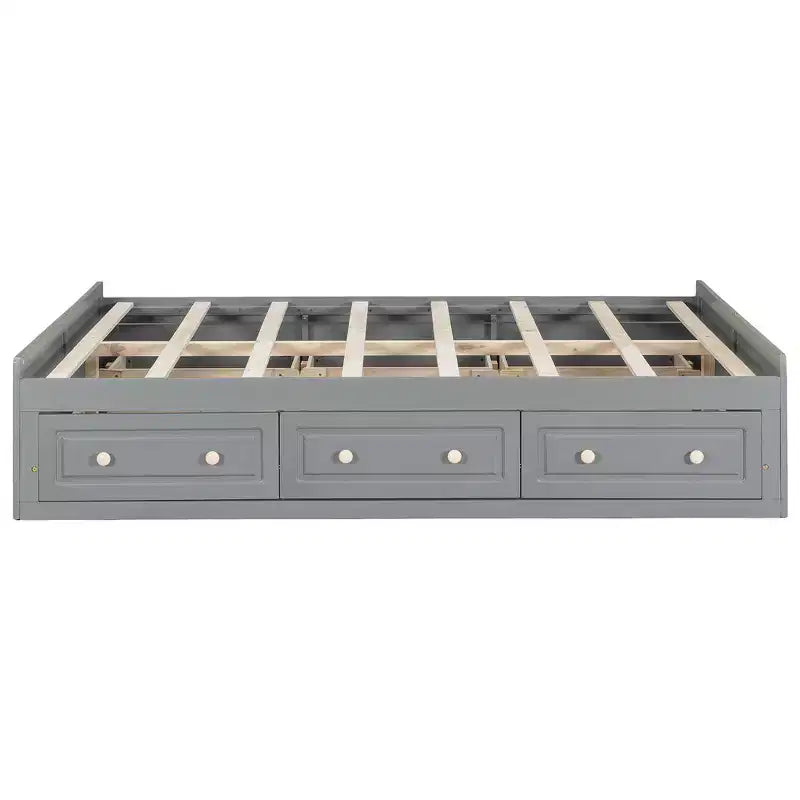 Cadre de lit plateforme en bois Whisen, taille grand lit avec 6 tiroirs