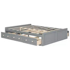 Cadre de lit plateforme en bois Whisen, taille grand lit avec 6 tiroirs