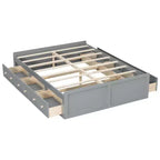 Cadre de lit plateforme en bois Whisen, taille grand lit avec 6 tiroirs
