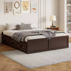 Cadre de lit plateforme en bois Whisen, taille grand lit avec 6 tiroirs