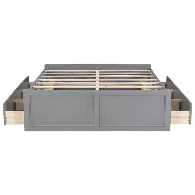 Cadre de lit plateforme en bois Whisen, taille grand lit avec 6 tiroirs