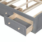 Cadre de lit plateforme en bois Whisen, taille grand lit avec 6 tiroirs