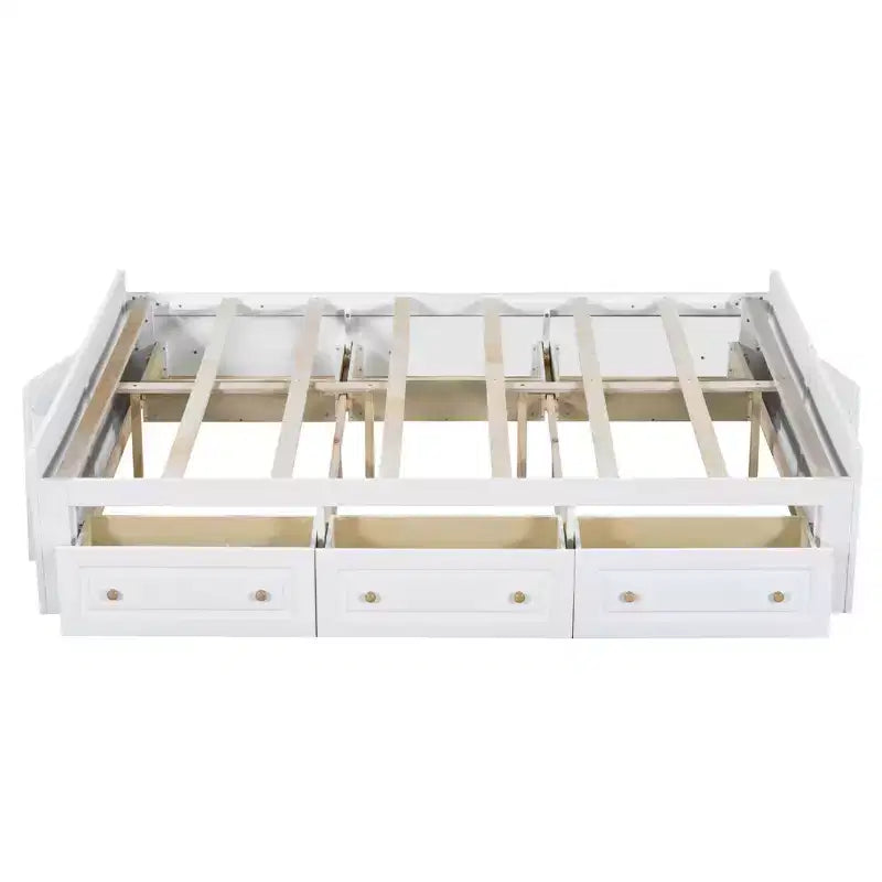 Cadre de lit plateforme en bois Whisen, taille grand lit avec 6 tiroirs