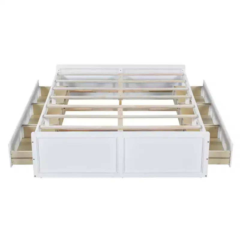 Cadre de lit plateforme en bois Whisen, taille grand lit avec 6 tiroirs