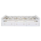 Cadre de lit plateforme en bois Whisen, taille grand lit avec 6 tiroirs