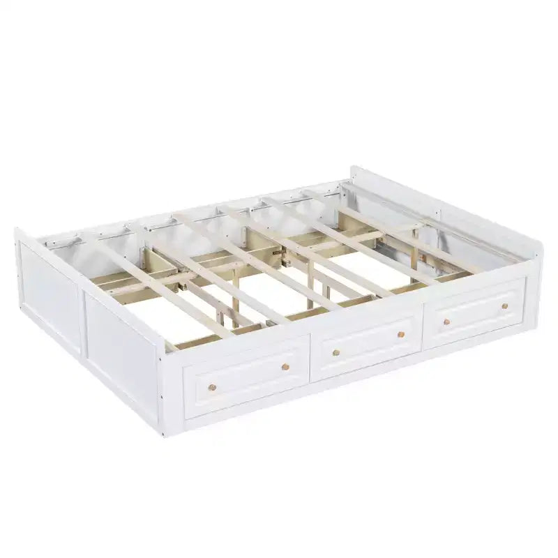 Cadre de lit plateforme en bois Whisen, taille grand lit avec 6 tiroirs