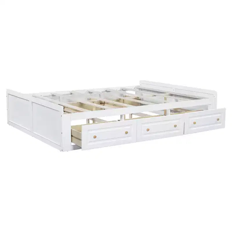 Cadre de lit plateforme en bois Whisen, taille grand lit avec 6 tiroirs