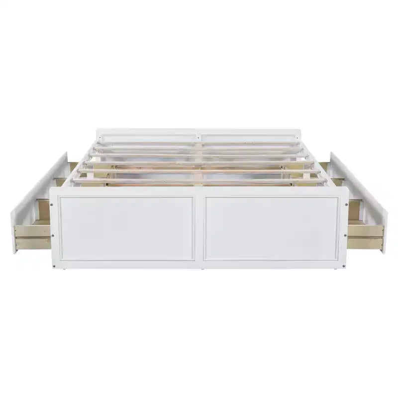 Cadre de lit plateforme en bois Whisen, taille grand lit avec 6 tiroirs