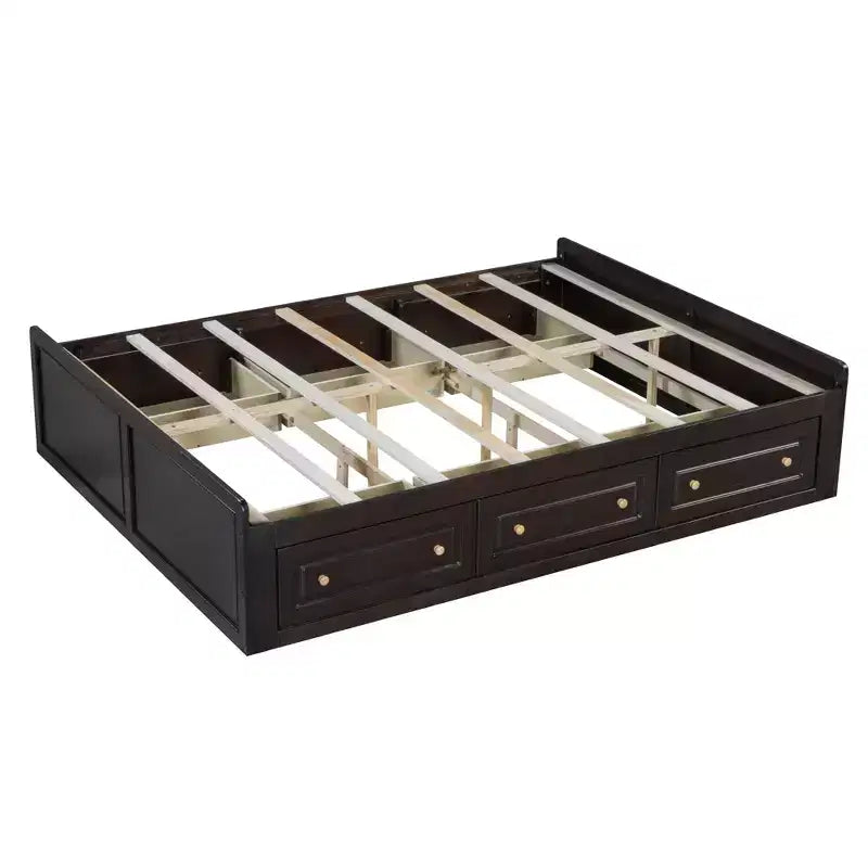 Cadre de lit plateforme en bois Whisen, taille grand lit avec 6 tiroirs
