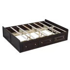Cadre de lit plateforme en bois Whisen, taille grand lit avec 6 tiroirs