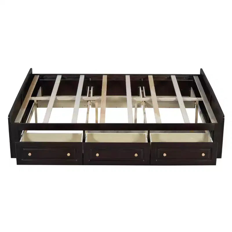 Cadre de lit plateforme en bois Whisen, taille grand lit avec 6 tiroirs