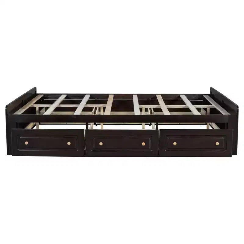 Cadre de lit plateforme en bois Whisen, taille grand lit avec 6 tiroirs