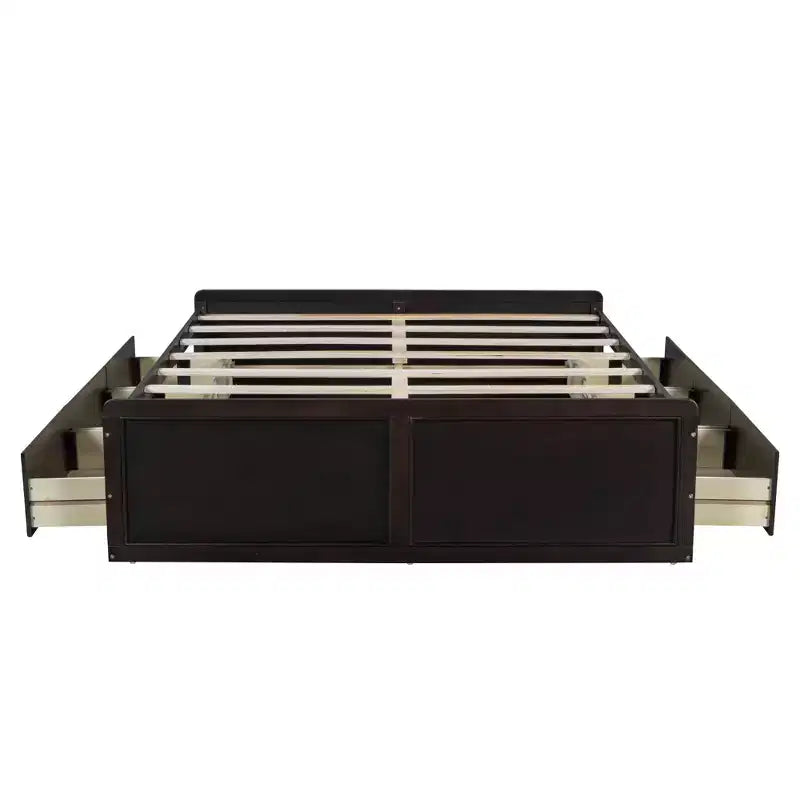 Cadre de lit plateforme en bois Whisen, taille grand lit avec 6 tiroirs