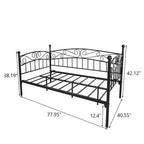 Cadre de lit de repos en métal, base de matelas multifonctionnelle/canapé-lit avec tête de lit, double, noir