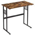 VECELO Petit bureau informatique 81/112 cm, bureau d'étude en bois avec rangement et crochet pour la maison ou la chambre, marron