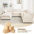 HYLEORY Canapé modulable surdimensionné en velours côtelé de 288 cm de profondeur * 288 cm de large, 7 places, avec double pouf, canapé en U avec canapé d'angle