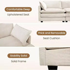 HYLEORY Canapé modulable surdimensionné en velours côtelé de 288 cm de profondeur * 288 cm de large, 7 places, avec double pouf, canapé en U avec canapé d'angle