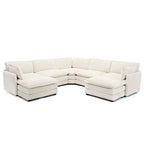 HYLEORY Canapé modulable surdimensionné en velours côtelé de 288 cm de profondeur * 288 cm de large, 7 places, avec double pouf, canapé en U avec canapé d'angle