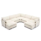 HYLEORY Canapé modulable surdimensionné en velours côtelé de 288 cm de profondeur * 288 cm de large, 7 places, avec double pouf, canapé en U avec canapé d'angle