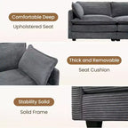HYLEORY Canapé modulable surdimensionné en velours côtelé de 288 cm de profondeur * 288 cm de large, 7 places, avec double pouf, canapé en U avec canapé d'angle