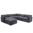 HYLEORY Canapé modulable surdimensionné en velours côtelé de 288 cm de profondeur * 288 cm de large, 7 places, avec double pouf, canapé en U avec canapé d'angle