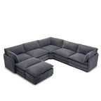 HYLEORY Canapé modulable surdimensionné en velours côtelé de 288 cm de profondeur * 288 cm de large, 7 places, avec double pouf, canapé en U avec canapé d'angle