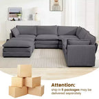 HYLEORY Canapé modulable surdimensionné en velours côtelé de 288 cm de profondeur * 288 cm de large, 7 places, avec double pouf, canapé en U avec canapé d'angle