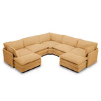 HYLEORY Canapé modulable surdimensionné en velours côtelé de 288 cm de profondeur * 288 cm de large, 7 places, avec double pouf, canapé en U avec canapé d'angle