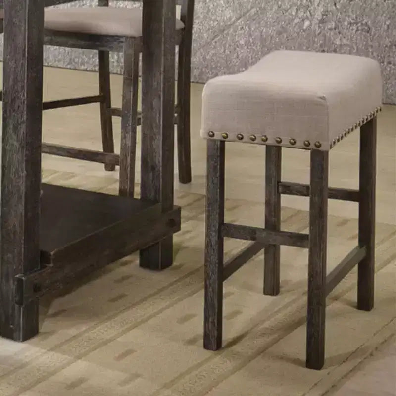 Simple Relax Lot de 2 tabourets de comptoir rembourrés en lin beige et gris patiné