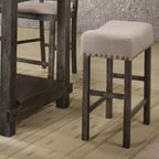 Simple Relax Lot de 2 tabourets de comptoir rembourrés en lin beige et gris patiné