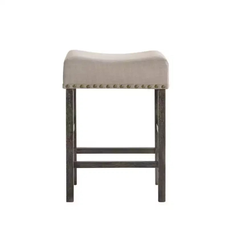 Simple Relax Lot de 2 tabourets de comptoir rembourrés en lin beige et gris patiné