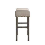 Simple Relax Lot de 2 tabourets de comptoir rembourrés en lin beige et gris patiné