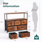 Commode haute en tissu avec dessus en bois, parfaite pour les chambres d'enfants, les placards, les entrées et les crèches