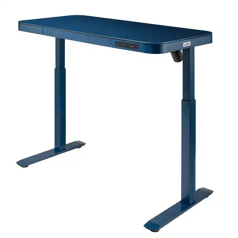 Bureau assis-debout réglable en hauteur Seville Classics airLIFT de 48 pouces avec plateau en verre trempé, ports USB et tiroir