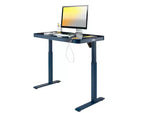 Bureau assis-debout réglable en hauteur Seville Classics airLIFT de 48 pouces avec plateau en verre trempé, ports USB et tiroir