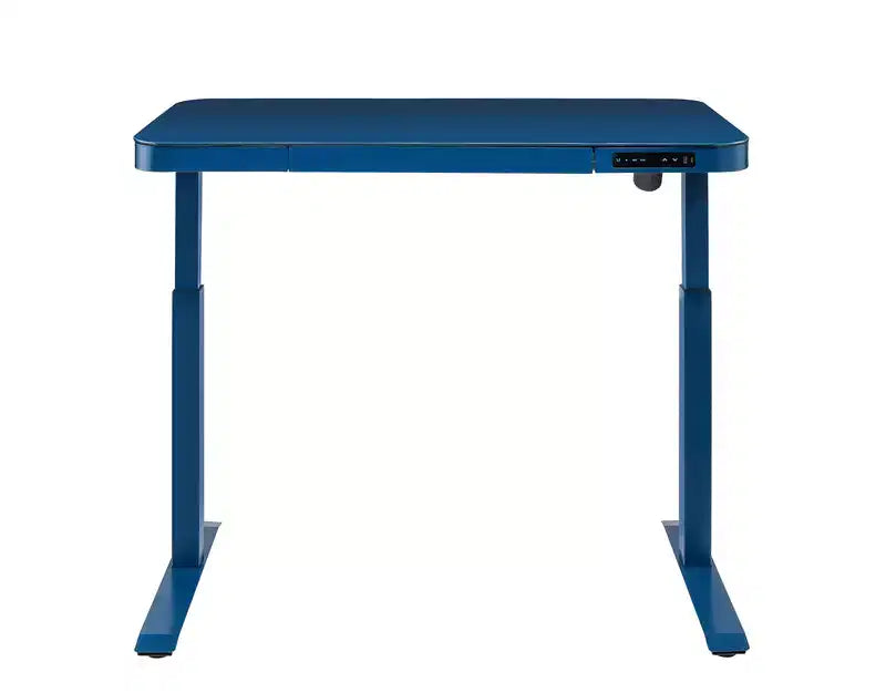 Bureau assis-debout réglable en hauteur Seville Classics airLIFT de 48 pouces avec plateau en verre trempé, ports USB et tiroir