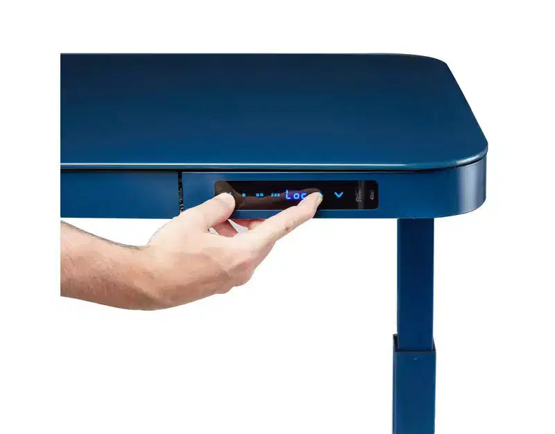 Bureau assis-debout réglable en hauteur Seville Classics airLIFT de 48 pouces avec plateau en verre trempé, ports USB et tiroir