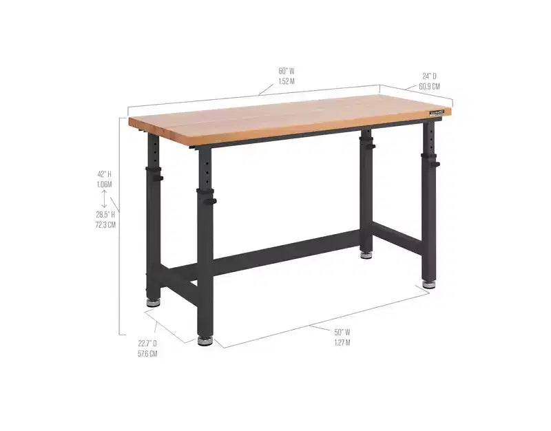 Établi robuste Seville Classics UltraHD 60 avec plateau en bois