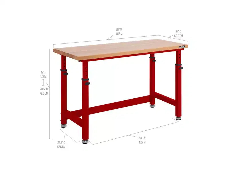 Établi robuste Seville Classics UltraHD 60 avec plateau en bois