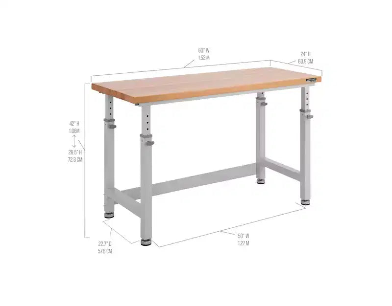 Établi robuste Seville Classics UltraHD 60 avec plateau en bois