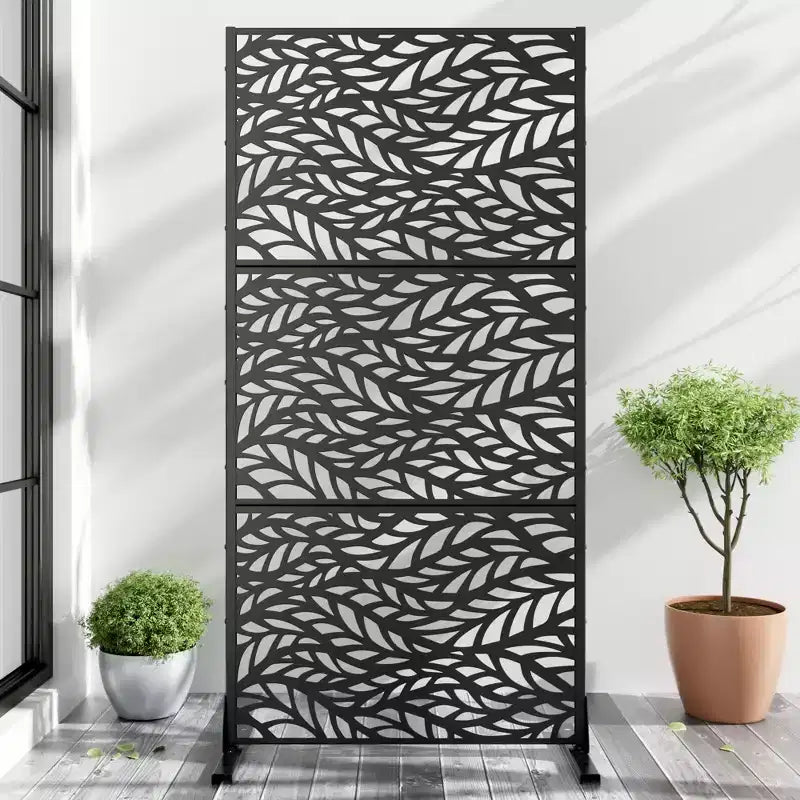 Séparateur de pièce StreamLeaf en acier noir zingué | 183H x 90L x 40P cm