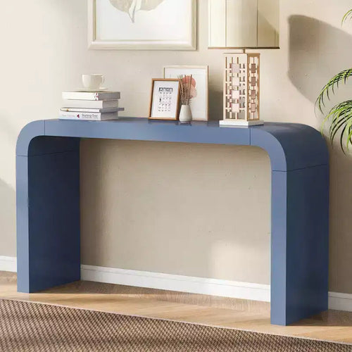 55.1W Minimalist Console Table with American Design, Elegant Narrow Entryway Table, Acacia Veneer Sofa Table Console Tables - ModernLuxe