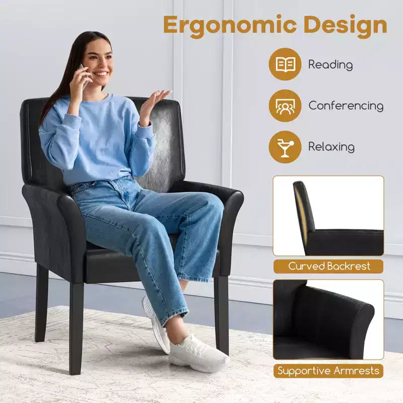 Chaise visiteur Costway Executive en cuir PU Fauteuil d'appoint rembourré pour réception