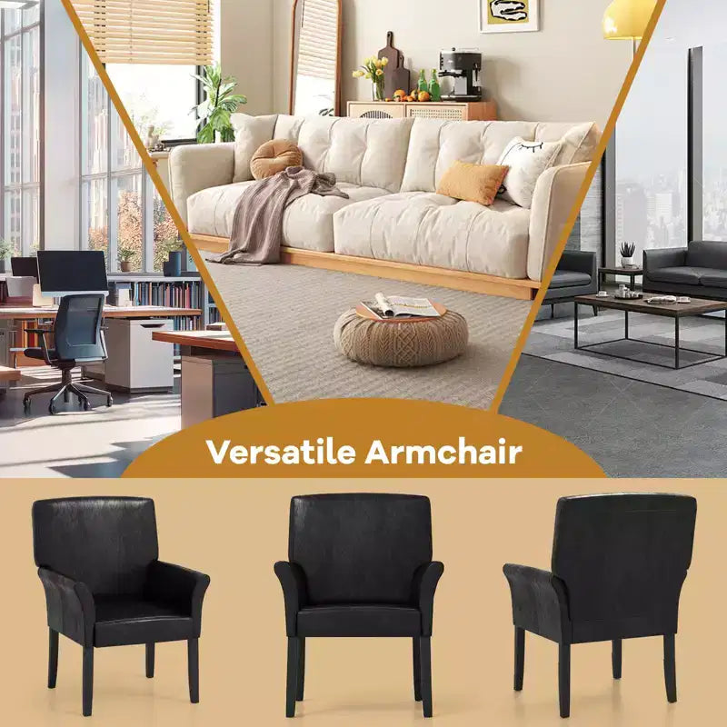 Chaise visiteur Costway Executive en cuir PU Fauteuil d'appoint rembourré pour réception